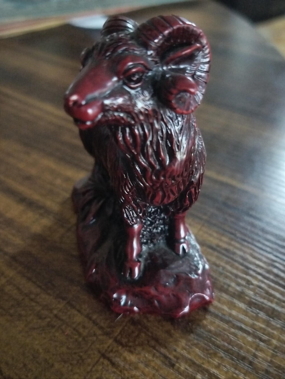 Vintage 90s Chinese Zodiac Ram Figurine –Red Resin -Prosperity & Wealth